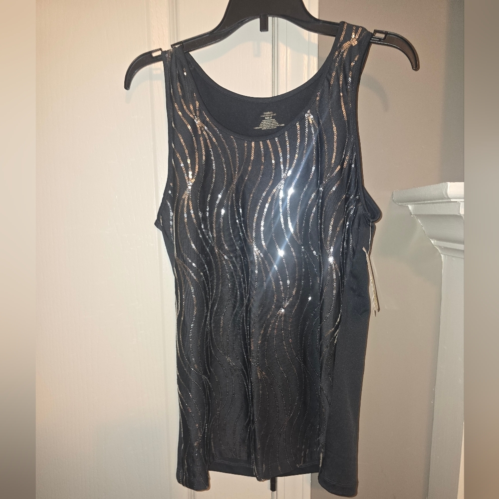 Modern Movement Black Tank Top With Sequins Size M